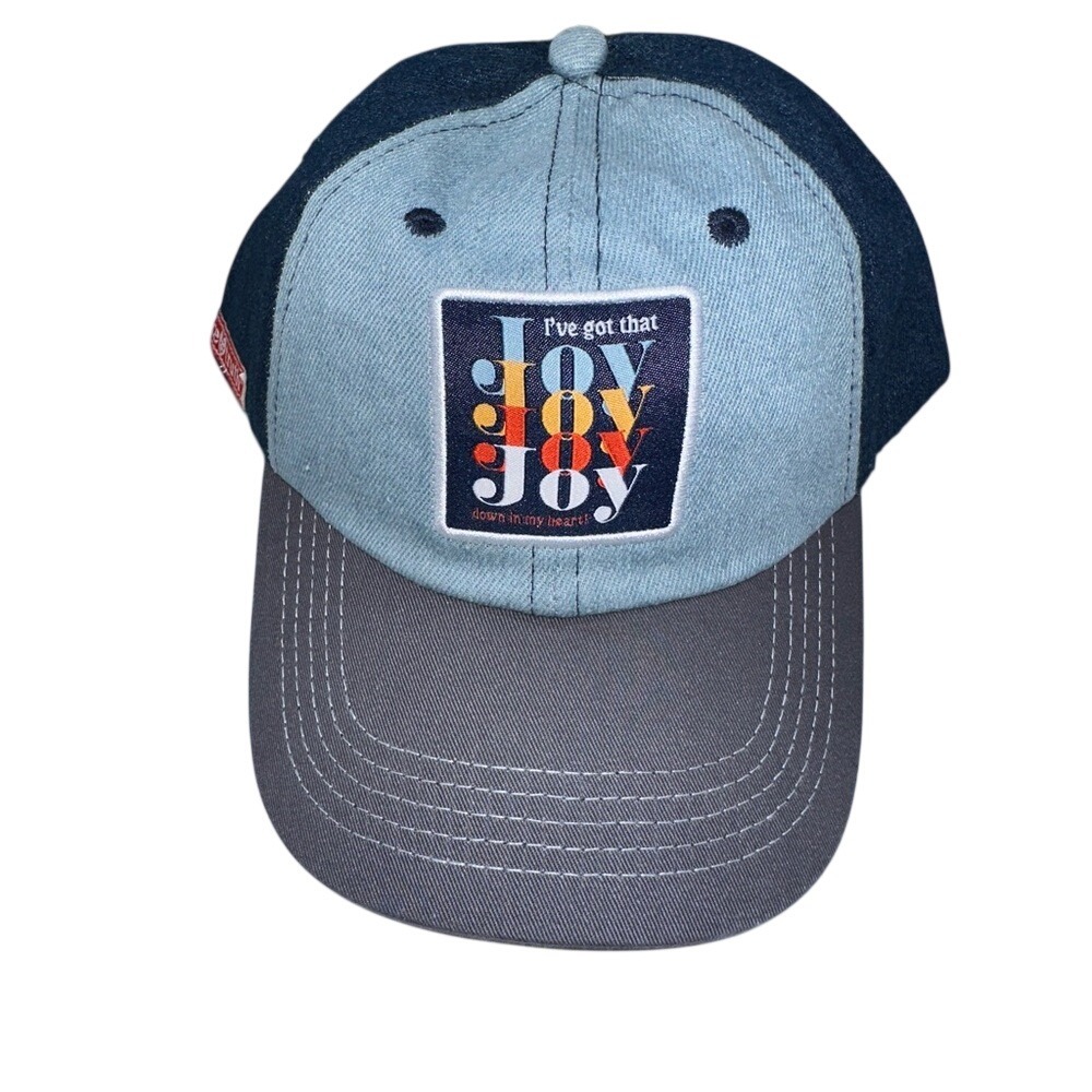 NWT Grace & Truth women's trucker cap with denim‎ feel. "I've got that joy…" OS